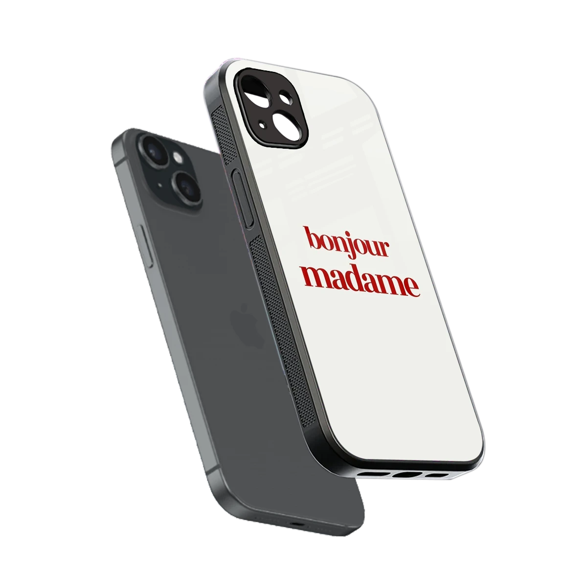 Bonjour Madame sleek iphone 15 plus cover with tempered glass back and TPU edges
