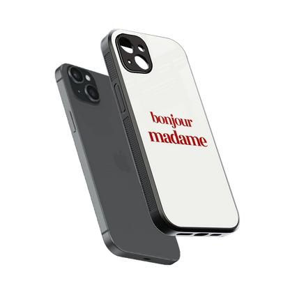 Bonjour Madame sleek iphone 15 plus cover with tempered glass back and TPU edges