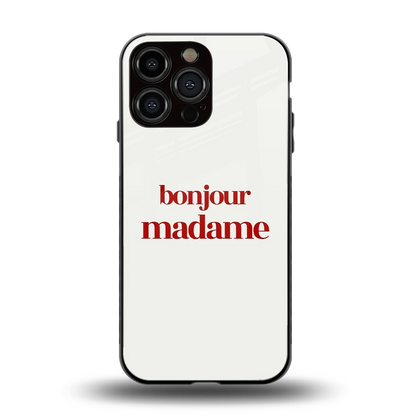 Bonjour Madame back phone cover | glass case for iphone 16 pro max