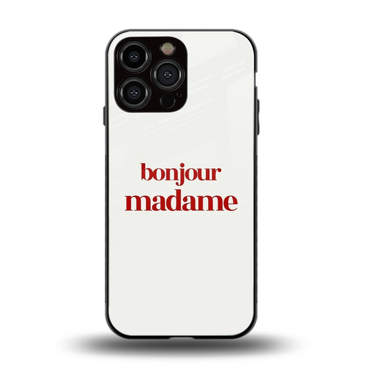 Bonjour Madame back phone cover | glass case for iphone 16 pro max
