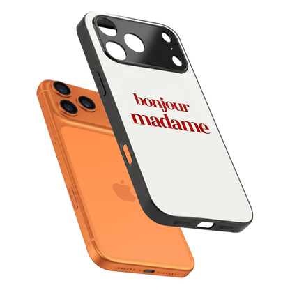 Bonjour Madame sleek iphone 17 pro max cover with tempered glass back and TPU edges