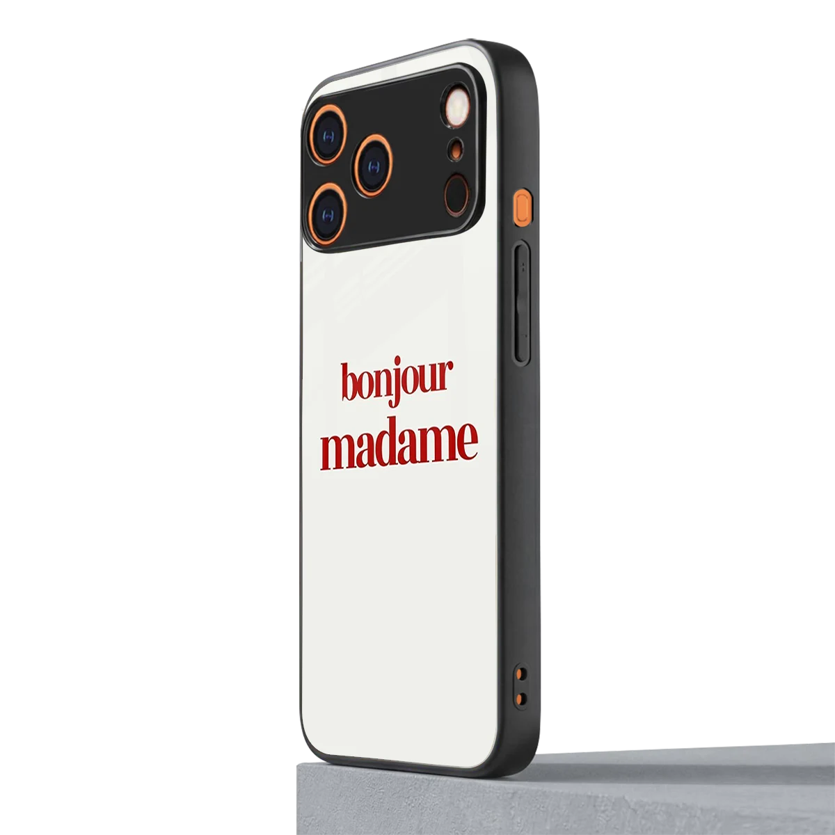 Bonjour Madame iphone 17 pro max mobile cover | shockproof glass phone case