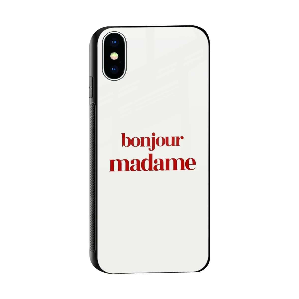 Bonjour Madame sleek iphone xs cover with tempered glass back and TPU edges
