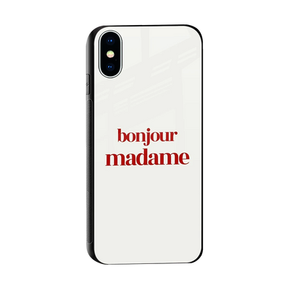 Bonjour Madame sleek iphone xs cover with tempered glass back and TPU edges