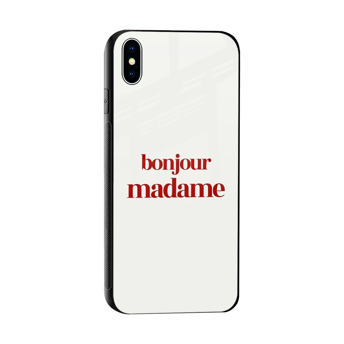 Bonjour Madame sleek iphone xs max cover with tempered glass back and TPU edges