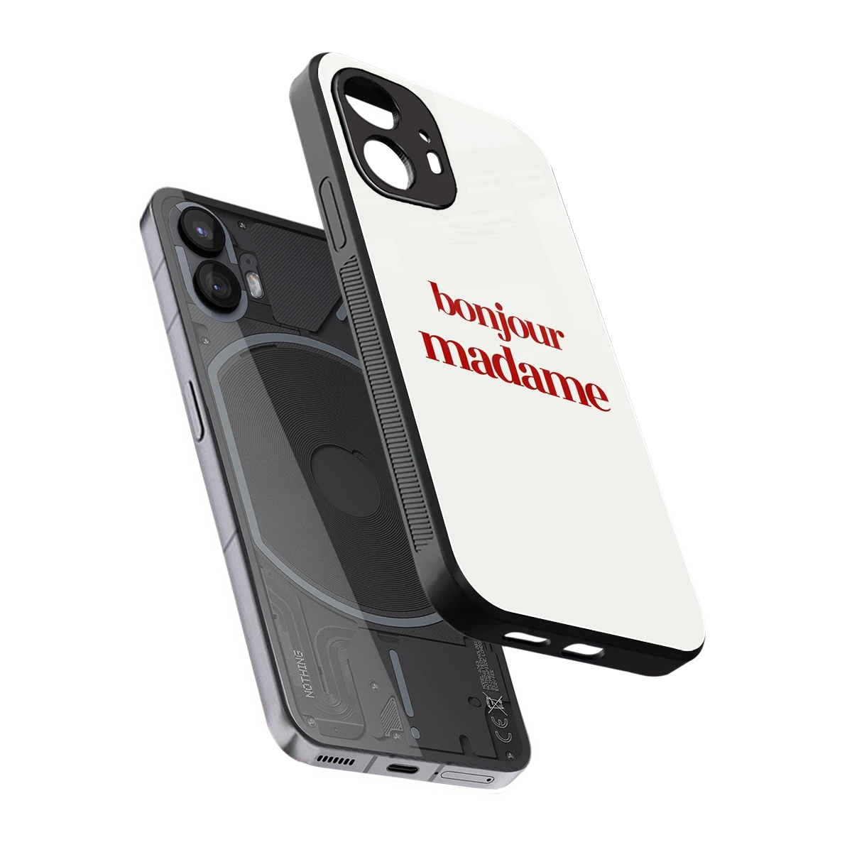 Bonjour Madame sleek nothing phone 2 cover with tempered glass back and TPU edges