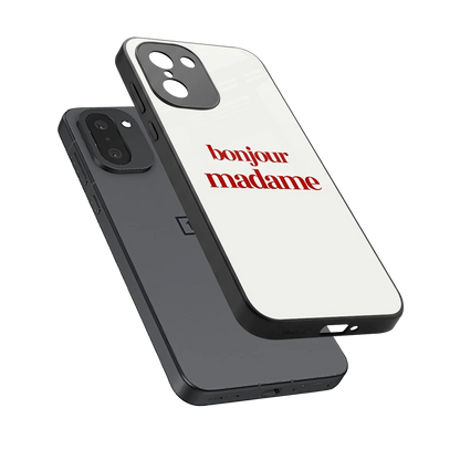 Bonjour Madame sleek oneplus 15r cover with tempered glass back and TPU edges