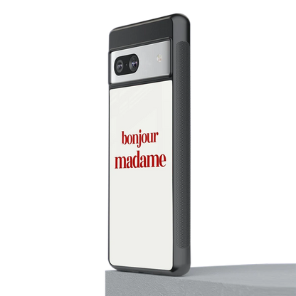 Bonjour Madame stylish phone case for google pixel 7a | glossy glass and slim fit
