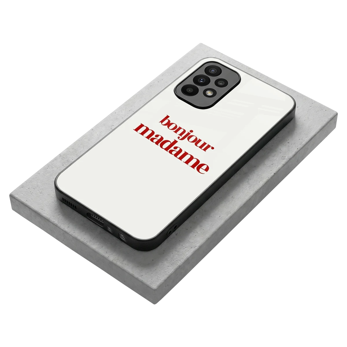 Bonjour Madame stylish phone case for samsung galaxy a23 | glossy glass and slim fit