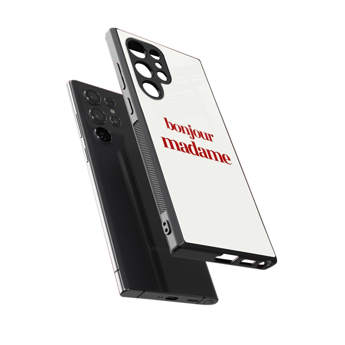 Bonjour Madame sleek samsung galaxy s23 ultra cover with tempered glass back and TPU edges