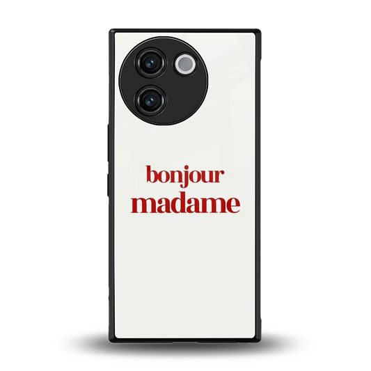 Bonjour Madame back phone cover | glass case for vivo v30e