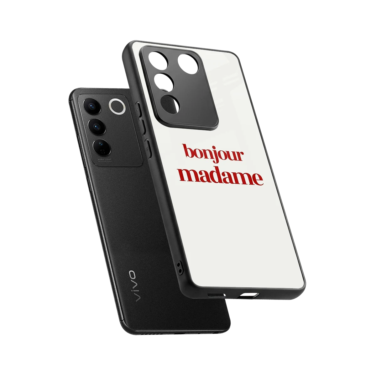 Bonjour Madame sleek vivo v27 5g cover with tempered glass back and TPU edges