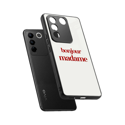 Bonjour Madame sleek vivo v27 5g cover with tempered glass back and TPU edges