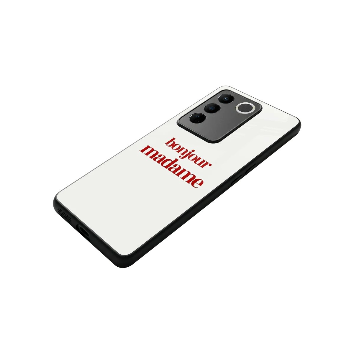 Bonjour Madame stylish phone case for vivo v27 5g | glossy glass and slim fit