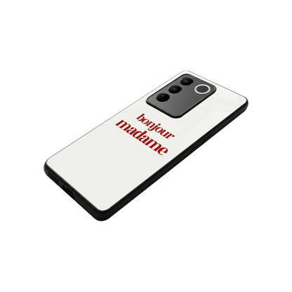Bonjour Madame stylish phone case for vivo v27 5g | glossy glass and slim fit