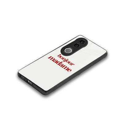 Bonjour Madame stylish phone case for vivo v50 | glossy glass and slim fit