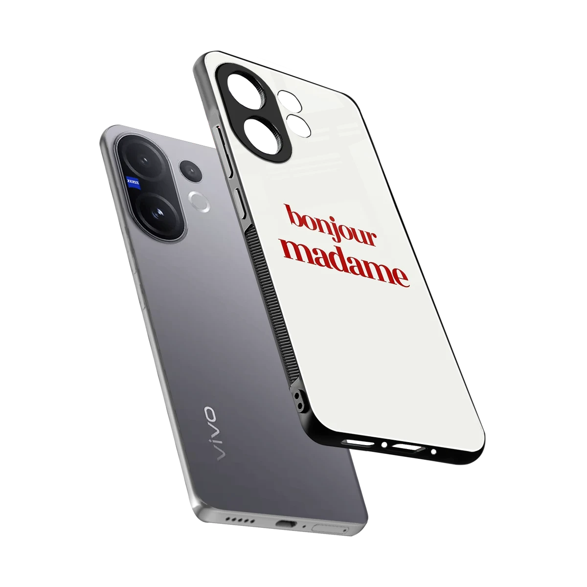 Bonjour Madame sleek vivo v60 cover with tempered glass back and TPU edges