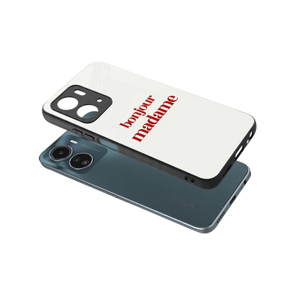 Bonjour Madame sleek vivo y16 cover with tempered glass back and TPU edges