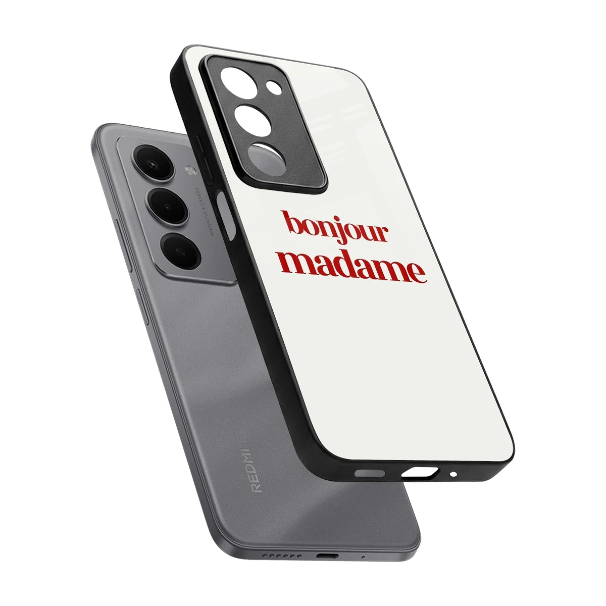 Bonjour Madame sleek redmi 15 5g cover with tempered glass back and TPU edges