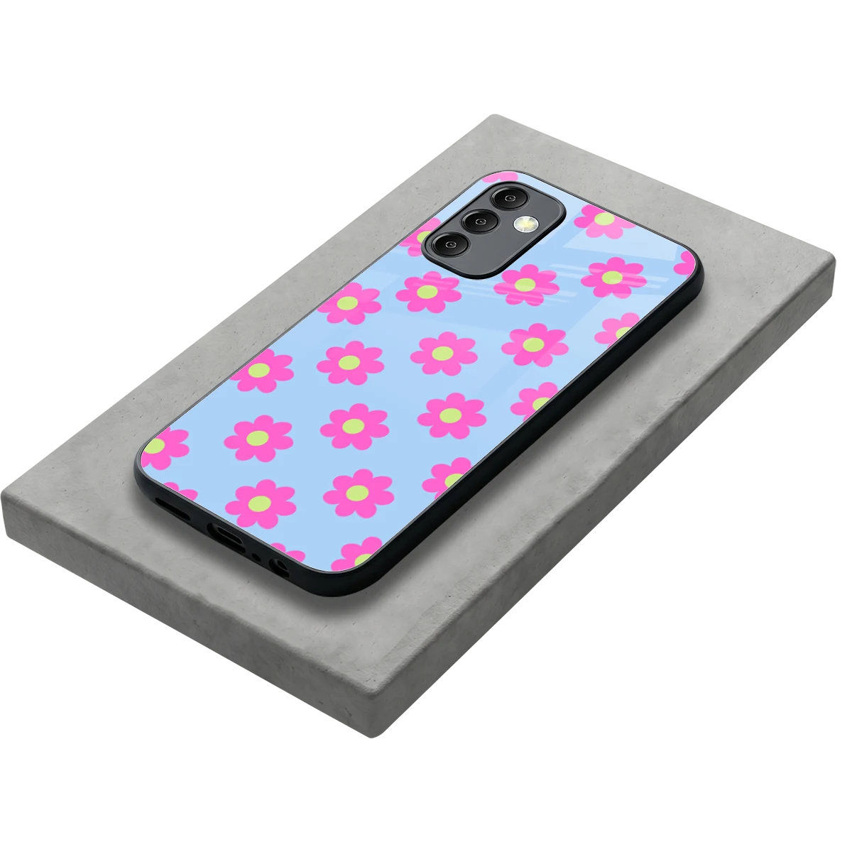Bouquet stylish phone case for samsung galaxy m14 5g | glossy glass and slim fit