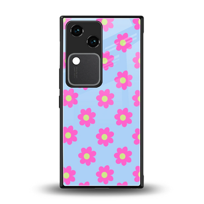 Bouquet back phone cover | glass case for vivo v30