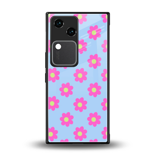 Bouquet back phone cover | glass case for vivo v30