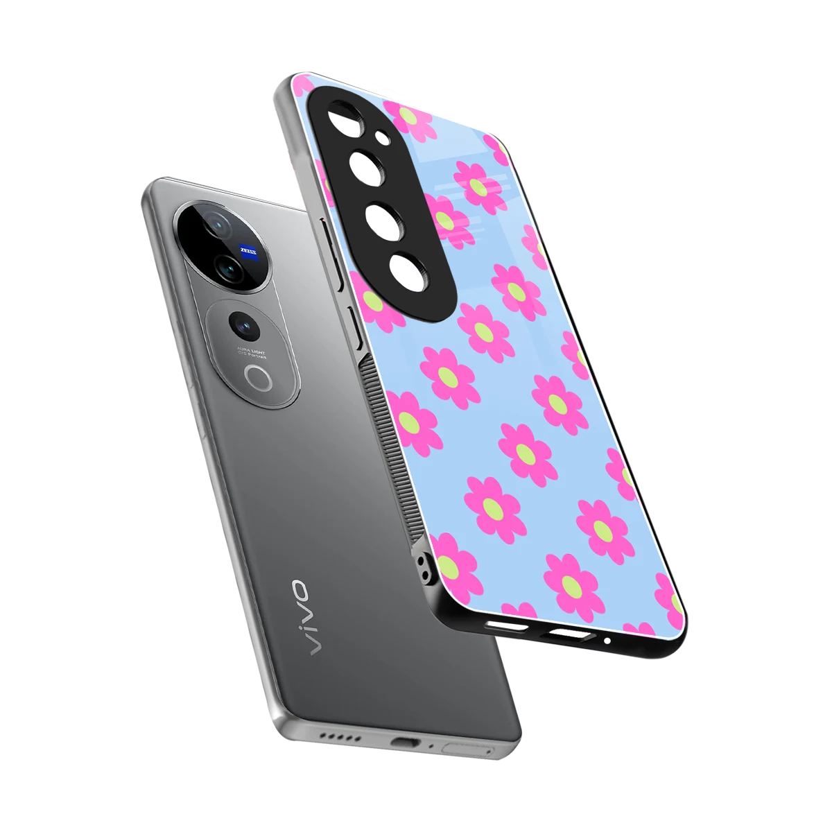 Bouquet sleek vivo v40 pro cover with tempered glass back and TPU edges
