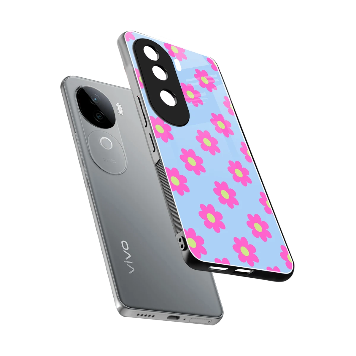 Bouquet sleek vivo v40e cover with tempered glass back and TPU edges