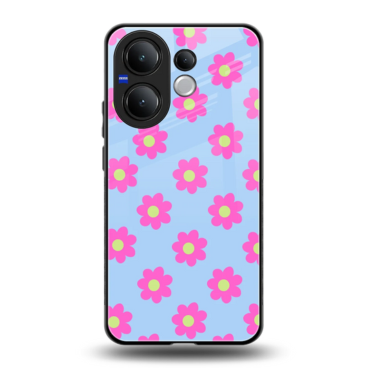Bouquet back phone cover | glass case for vivo v60