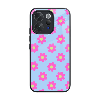 Bouquet back phone cover | glass case for vivo v70