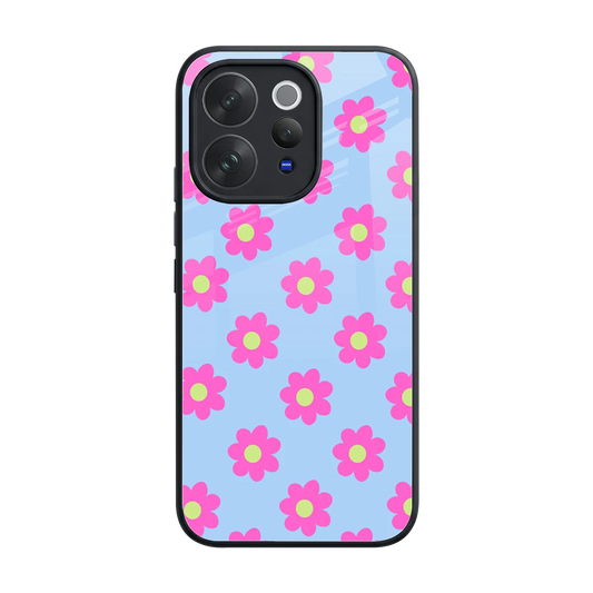 Bouquet back phone cover | glass case for vivo v70