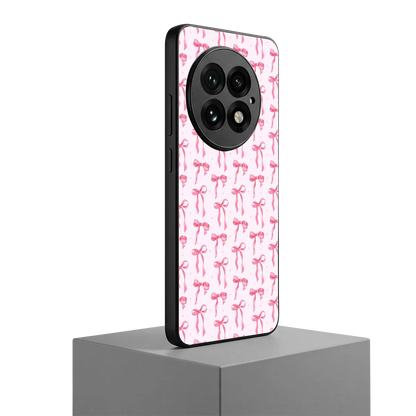 Bow Pink oneplus 13 mobile cover | shockproof glass phone case