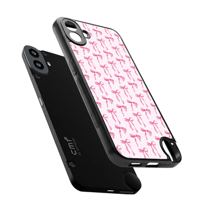 Bow Pink sleek cmf nothing phone 1 cover with tempered glass back and TPU edges