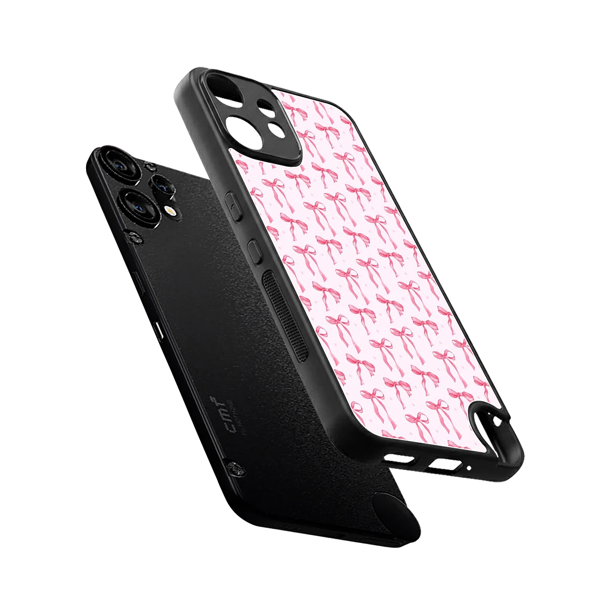 Bow Pink sleek cmf nothing phone 2 pro cover with tempered glass back and TPU edges