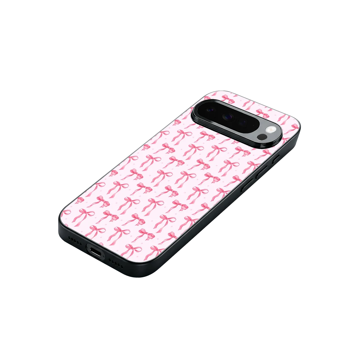 Bow Pink stylish phone case for google pixel 10 pro xl | glossy glass and slim fit