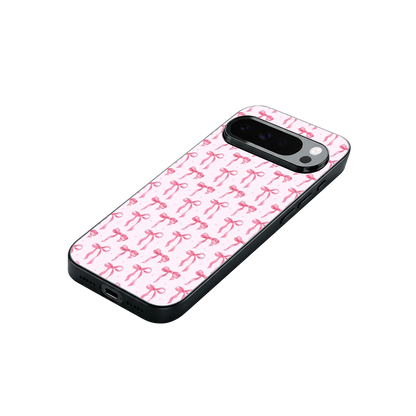 Bow Pink stylish phone case for google pixel 10 pro xl | glossy glass and slim fit