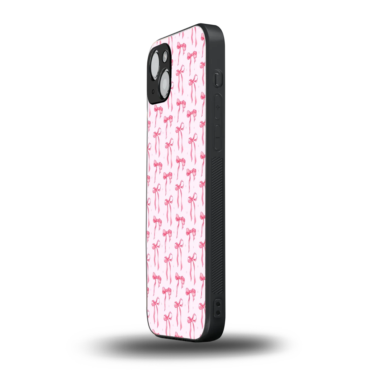 Bow Pink iphone 14 plus mobile cover | shockproof glass phone case