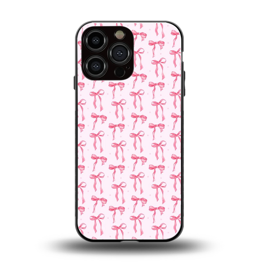 Bow Pink back phone cover | glass case for iphone 15 pro max