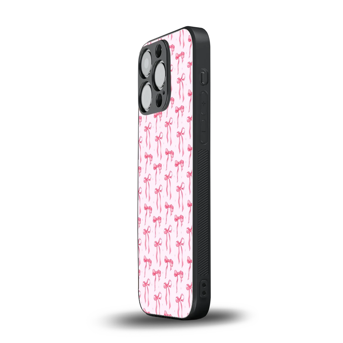 Bow Pink iphone 15 pro mobile cover | shockproof glass phone case