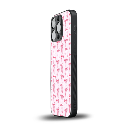 Bow Pink iphone 15 pro mobile cover | shockproof glass phone case