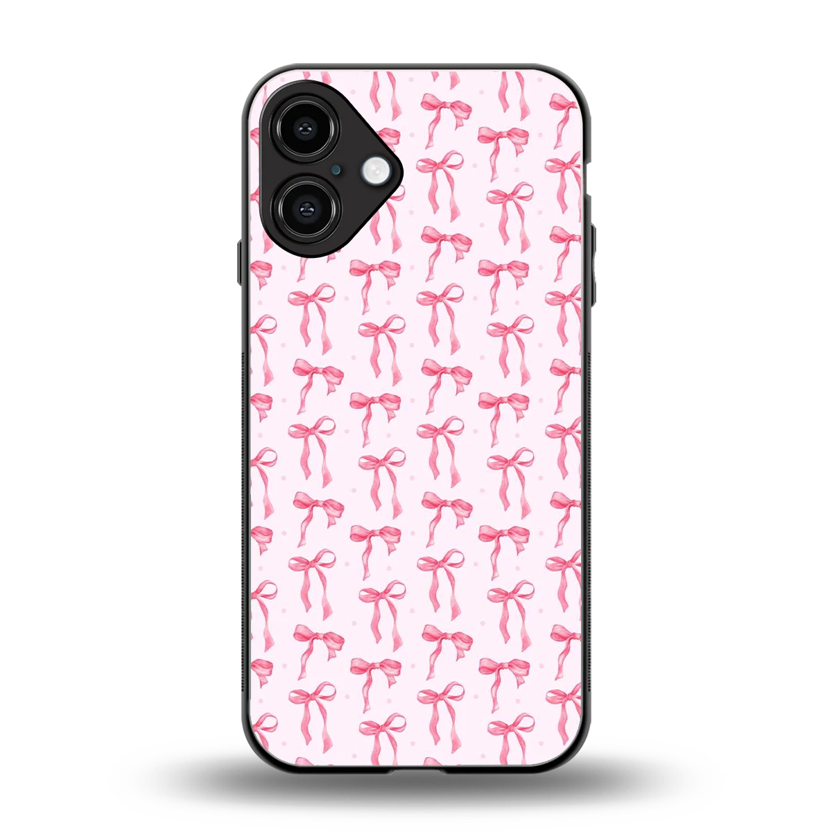 Bow Pink back phone cover | glass case for iphone 16 plus