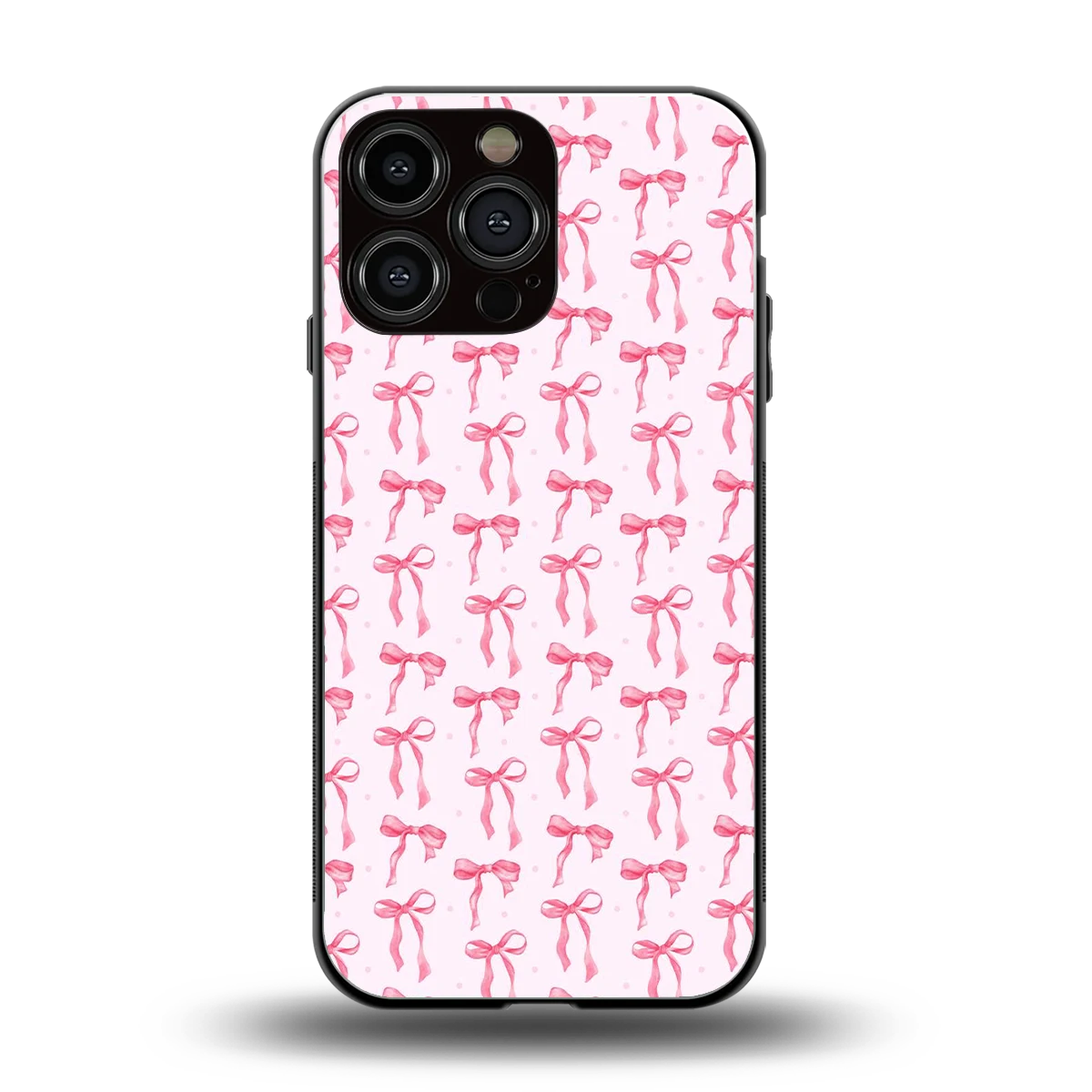 Bow Pink back phone cover | glass case for iphone 16 pro max
