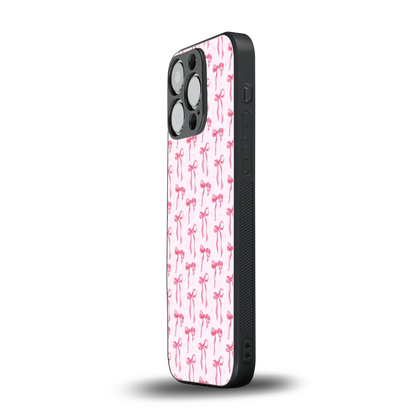 Bow Pink iphone 16 pro mobile cover | shockproof glass phone case