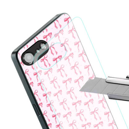 Bow Pink stylish phone case for iphone 16e | glossy glass and slim fit