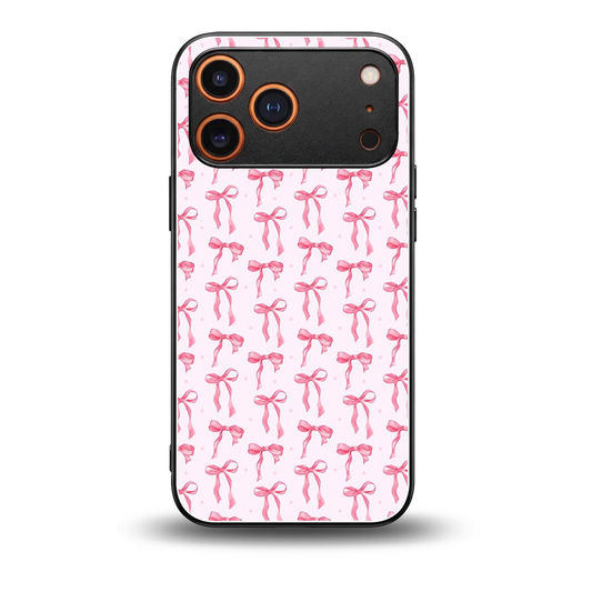 Bow Pink back phone cover | glass case for iphone 17 pro max