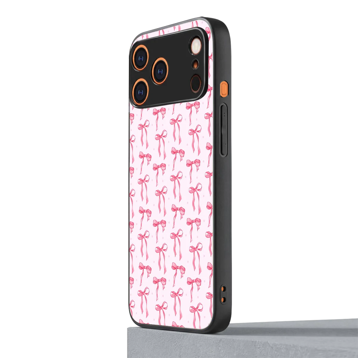 Bow Pink iphone 17 pro mobile cover | shockproof glass phone case