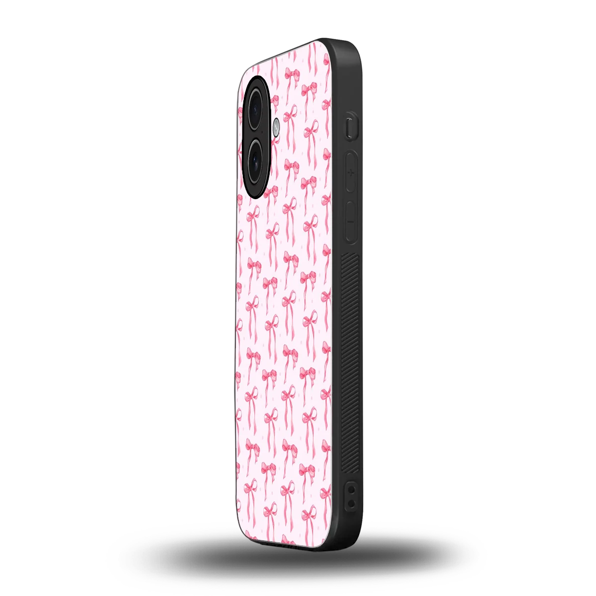 Bow Pink iphone 17 mobile cover | shockproof glass phone case