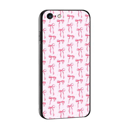 Bow Pink sleek iphone 6 cover with tempered glass back and TPU edges
