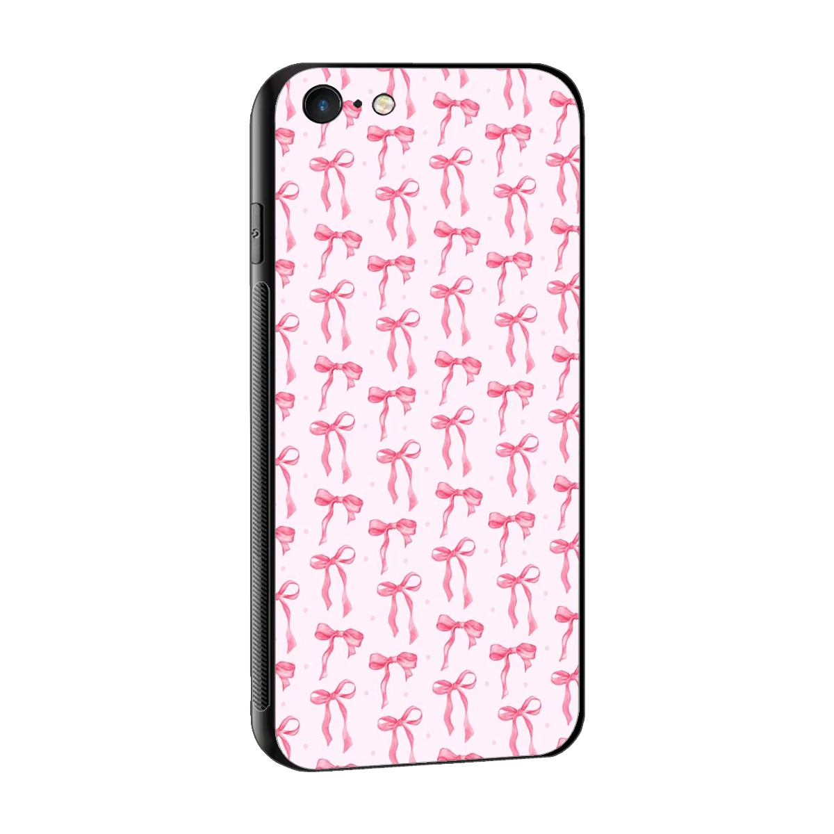Bow Pink sleek iphone 6s plus cover with tempered glass back and TPU edges