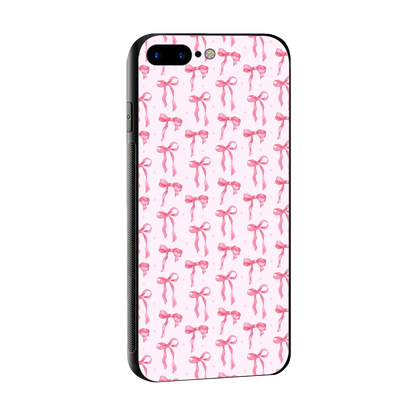 Bow Pink sleek iphone 8 plus cover with tempered glass back and TPU edges